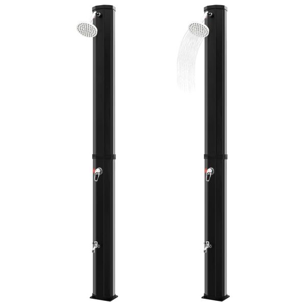 vidaXL Duș solar de exterior cu cap de duș și robinet, negru, 35 L