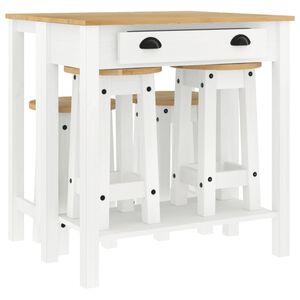 vidaXL Set mobilier de bar, 5 piese, alb, lemn masiv de pin