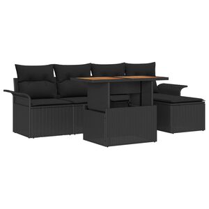 vidaXL Set de canapele pentru grădină 6 pcs Negru Rattan poli