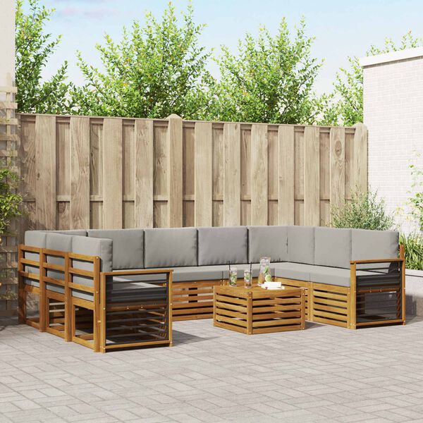 vidaXL Seturi de canapele cu pernă 10 pcs Gri natural și deschis