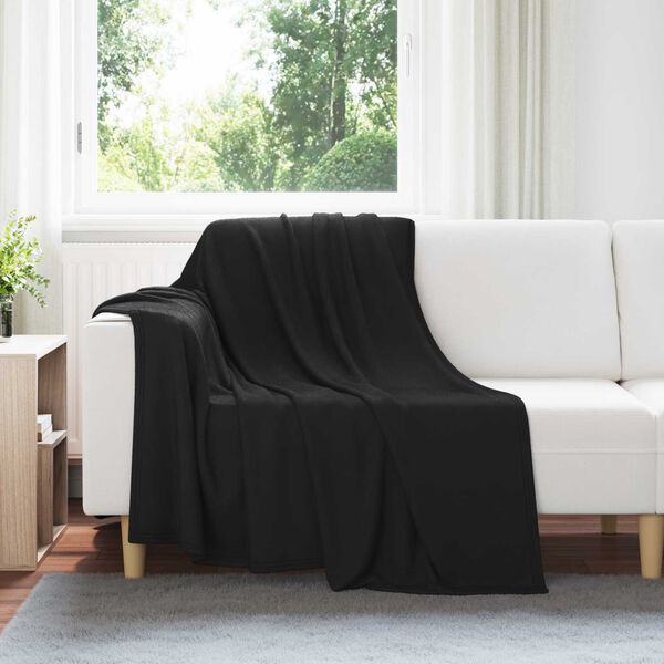vidaXL Pătura de aruncat Negru 200 x 150 cm Molton