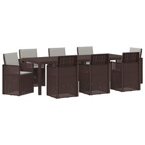 vidaXL Set de masă pentru grădină 9 buc. Maro și gri deschis PP