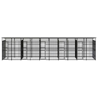 vidaXL Padoc pentru câini de exterior cu acoperiș, 18,43 m², oțel