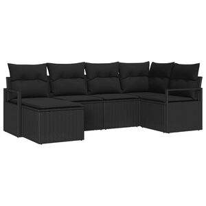 vidaXL Set de canapea 6 buc. Negru poliratan
