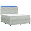 vidaXL Pat cu arcuri LED și saltea Gri deschis 200 x 200 cm Catifea