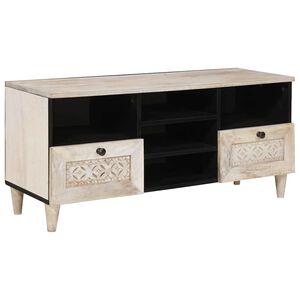 vidaXL Cabinet TV Alb decolorat 100 x 33 x 46 cm Lemn de mango solid