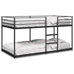 vidaXL Pat supraetajat fără saltea negru 75x190 cm oțel