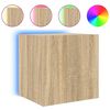 vidaXL Comodă TV de perete cu lumini LED, stejar sonoma, 40,5x35x40 cm
