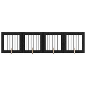 vidaXL Poartă pentru c&acirc;ini cu suporturi 4 pcs Stejar Negru 80 x 80 cm