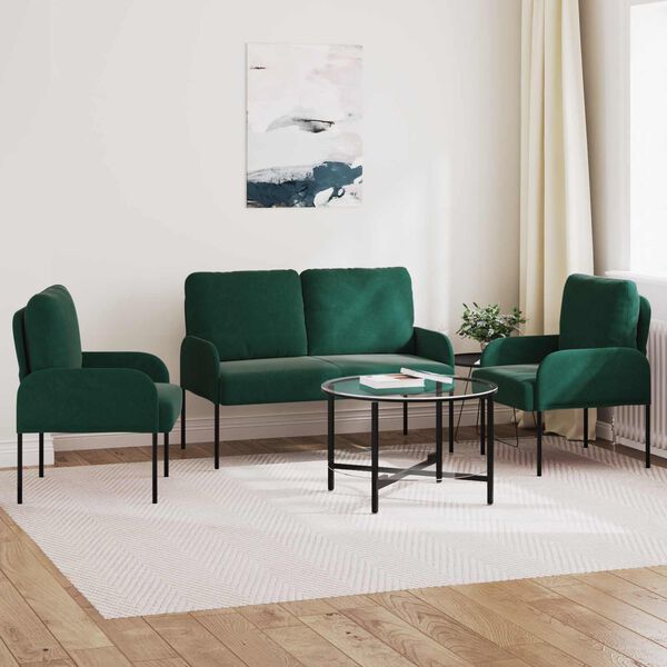 vidaXL Seturi de canapele 3 pcs Verde &icirc;nchis 115 x 56 x 80 cm placaj