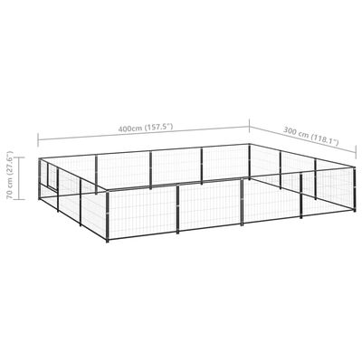 vidaXL Padoc pentru câini, negru, 12 m², oțel