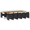 vidaXL Set mobilier de exterior cu perne, 11 piese, negru, poliratan