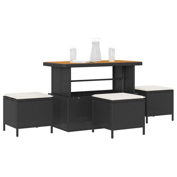 vidaXL Set de masă pentru grădină Negru Rattan poli