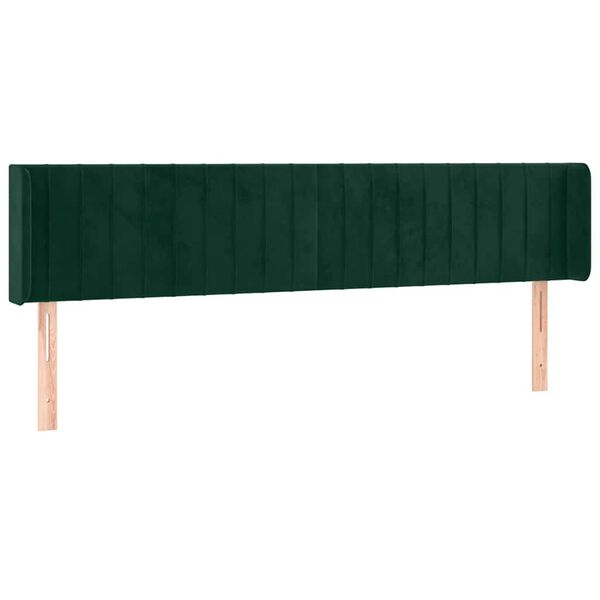 vidaXL Tăblie de pat cu LED, verde &icirc;nchis, 163x16x78/88 cm, catifea