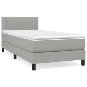 vidaXL Pat box spring cu saltea, gri deschis, 80x200 cm, textil