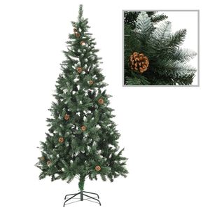 vidaXL Brad de Crăciun artificial cu conuri pin și sclipici alb 210 cm