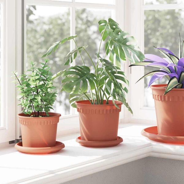 vidaXL Ghiveci rotund pentru flori 24 pcs Roșu cărămidă &Oslash; 15 x 12 cm