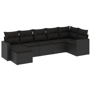 vidaXL Set canapele de grădină cu perne, 7 piese, negru, poliratan