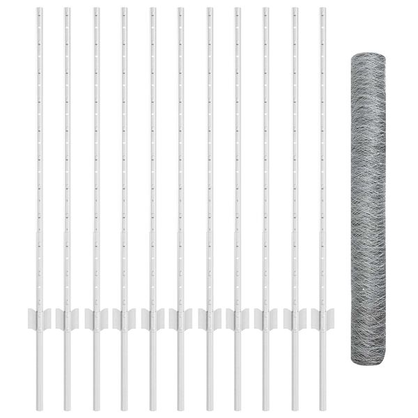 vidaXL &Icirc;ngrădire cu st&acirc;lpi Argintiu 1 x 25 m Oțel