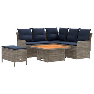 vidaXL Seturi de mobilier 5 pcs Gri și albastru marin Ratan PE