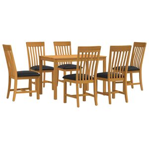 vidaXL Set de dining 7 buc. Negru Lemn de stejar masiv
