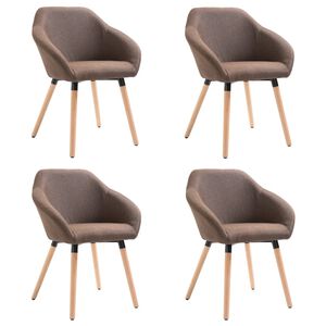 vidaXL Scaune de bucătărie, 4 buc., maro, material textil