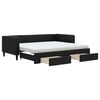 vidaXL Pat de zi cu extensie și sertare, negru, 90x190cm, textil