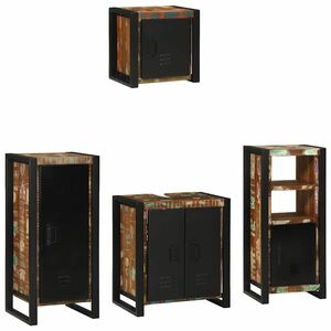 vidaXL Set de mobilier pentru baie 4 buc. Multicolor și negru