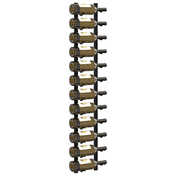 vidaXL Suporturi vin montate pe perete, 12 sticle, 2 buc, negru, fier