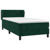 vidaXL Pat box spring cu saltea, verde &icirc;nchis, 90x190 cm, catifea