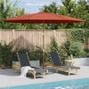 vidaXL Umbrelă de soare de exterior, st&acirc;lp lemn, cărămiziu, 350 cm