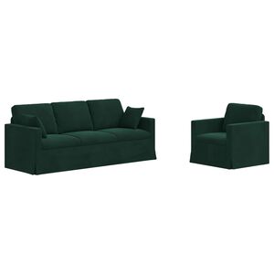 vidaXL Set de canapea 2 buc. Verde &icirc;nchis Catifea