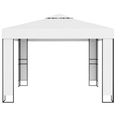 vidaXL Pavilion cu acoperiș dublu, alb, 3 x 3 m