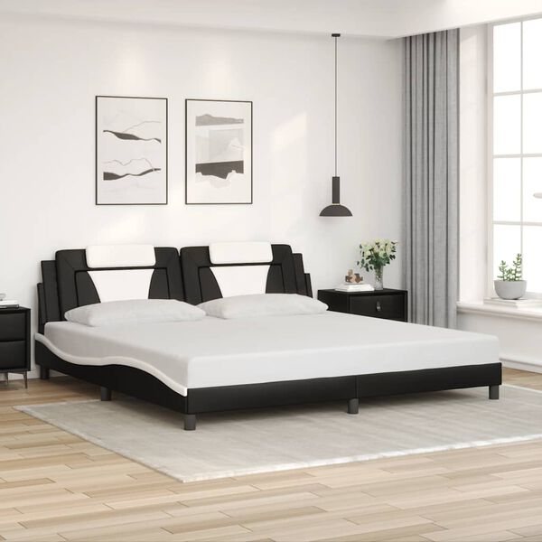 vidaXL Cadru de pat Viana fără saltea negru și alb 200x200cm piele artificială
