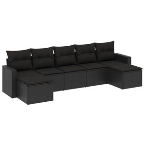 vidaXL Set canapele de grădină cu perne, 7 piese, negru, poliratan