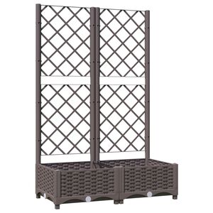 vidaXL Jardinieră de grădină cu spalier maro, 80x40x121,5 cm, PP