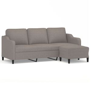 vidaXL Canapea cu 3 locuri și taburet, taupe, 180 cm, material textil