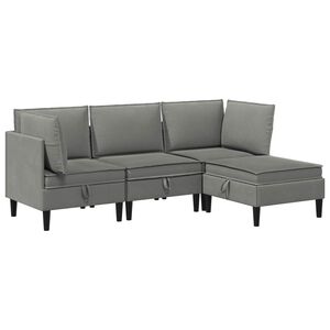 vidaXL Set de mobilier pentru living 4 buc. Gri &icirc;nchis Țesătură