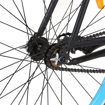 vidaXL Bicicletă cu angrenaj fix, negru și albastru, 700c, 59 cm