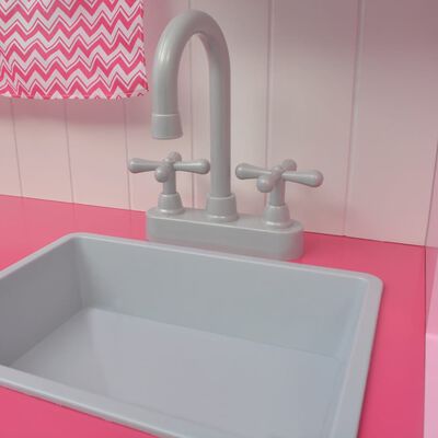 vidaXL Bucătărie de jucărie din lemn 82 x 30 x 100 cm, roz și alb