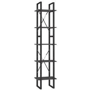 vidaXL Bibliotecă cu 5 rafturi, gri, 40x30x175 cm, lemn masiv de pin