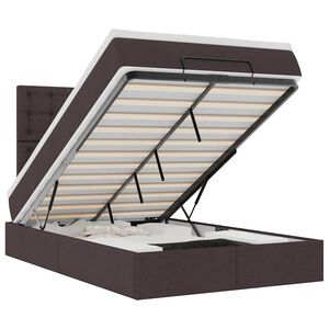 vidaXL Cadru de pat otoman cu saltea țesătură maro &icirc;nchis 120x190 cm