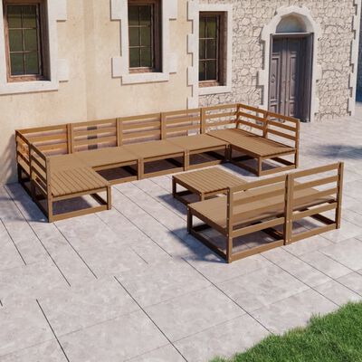 vidaXL Set mobilier de grădină, 10 piese, lemn masiv pin