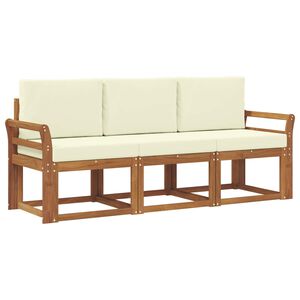 vidaXL Set de canapele de exterior cu pernă 3 pcs Natural și Crem