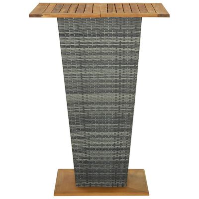 vidaXL Masă de bar, gri, 80x80x110 cm, poliratan/lemn masiv acacia