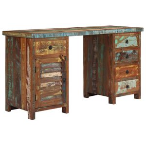 vidaXL Birou cu postament, 140 x 50 x 77 cm, lemn masiv reciclat