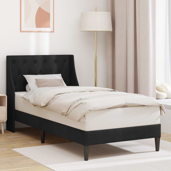 vidaXL Cadru de pat cu headboard Negru 80 x 200 cm Catifea