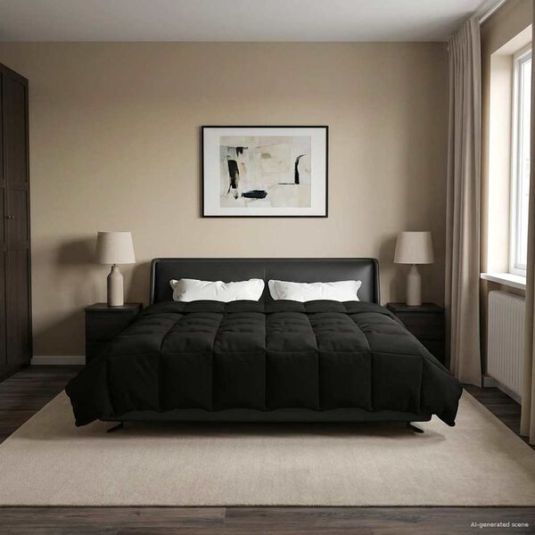 vidaXL Duvet de iarnă Patos Negru 200 x 240 cm Microfibră