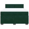 vidaXL Pat box spring cu saltea, verde &icirc;nchis, 160x200 cm, catifea