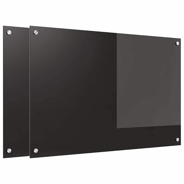 vidaXL Spate de bucătărie 2 pcs Negru 90 x 60 cm sticlă securizată